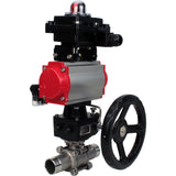Ball valves Elephant BV3131P(3pc)-FP-W-ISO-H LONG DN50-150 full bore, body - stainless steel 304, for welding, with PA-DA pneumatic actuator, pneumatic distributor 4M310-08 220V, MON gearbox and block limit switches APL-410N EX