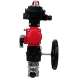 Ball valves Elephant BV3131P(3pc)-FP-W-ISO-H LONG DN50-150 full bore, body - stainless steel 304, for welding, with PA-DA pneumatic actuator, pneumatic distributor 4M310-08 220V, MON gearbox and block limit switches APL-410N EX