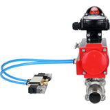 Vannes à boisseau sphérique Elephant BV3131P(3pc)-FP-W-ISO-H LONG DN10-150 passage intégral, corps - acier inoxydable 304, à souder, avec actionneur pneumatique PA-DA, distributeur pneumatique 4V320-08 220V et bloc de fin de course APL -210N