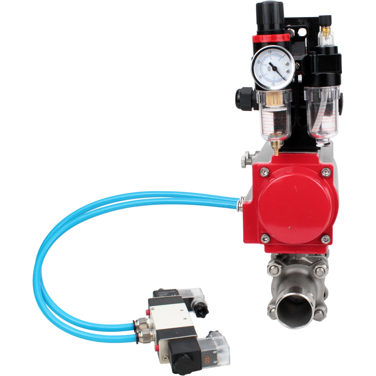 Vannes à boisseau sphérique Elephant BV3131P(3pc)-FP-W-ISO-H LONG DN10-150 passage intégral, corps - acier inoxydable 304, à souder, avec actionneur pneumatique PA-DA, distributeur pneumatique 4V320-08 220V, BKV APL-210N et GSV AFC2000