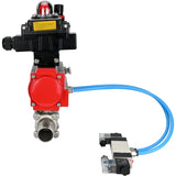 Vannes à boisseau sphérique Elephant BV3131P(3pc)-FP-W-ISO-H LONG à passage intégral, corps - acier inoxydable 304, à souder, avec actionneur pneumatique Elephant PA-SA, distributeur pneumatique 4V320-10 220V, BKV APL-410N EX et BPV AFC2000
