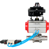 Vannes à boisseau sphérique Elephant BV3131P(3pc)-FP-W-ISO-H LONG DN10-150 passage intégral, corps - acier inoxydable 304, à souder, avec actionneur pneumatique PA-DA, distributeur pneumatique 4V320-10 220V et bloc de fin de course APL-410N EX
