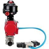 Vannes à boisseau sphérique Elephant BV3131P(3pc)-FP-W-ISO-H LONG DN10-150 passage intégral, corps - acier inoxydable 304, à souder, avec actionneur pneumatique PA-DA, distributeur pneumatique 4V320-10 220V et bloc de fin de course APL-510N EX