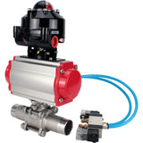 Vannes à boisseau sphérique Elephant BV3131P(3pc)-FP-W-ISO-H LONG DN10-150 passage intégral, corps - acier inoxydable 304, à souder, avec actionneur pneumatique PA-DA, distributeur pneumatique 4V320-10 220V et bloc de fin de course APL-510N EX