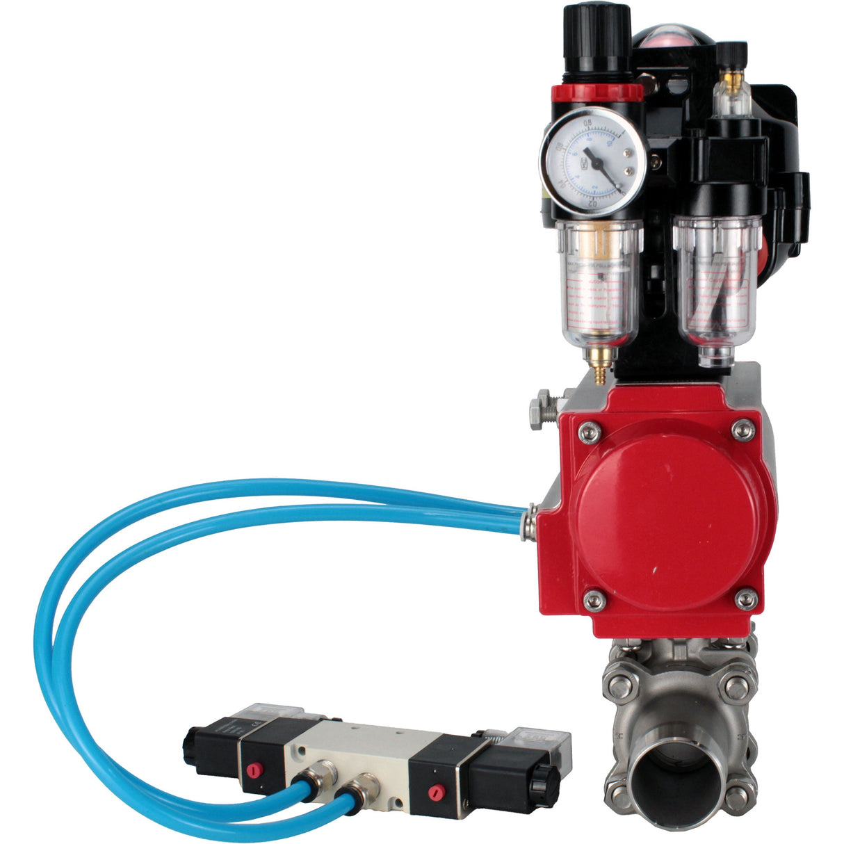 Robinets à boisseau sphérique Elephant BV3131P(3pc)-FP-W-ISO-H LONG DN10-150 passage intégral, corps - acier inoxydable 304, à souder, avec actionneur pneumatique PA-DA, distributeur pneumatique 4V320-08 220V, BKV APL-510N EX et GSV AFC2000