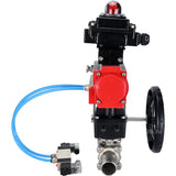 Ball valves Elephant BV3131P(3pc)-FP-W-ISO-H LONG DN50-150 full bore, body - stainless steel 304, welded, with pneumatic actuator PA-DA, pneumatic distributor 4V320-10 220V, MON gearbox and block limit switches APL-410N EX