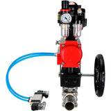 Vannes à boisseau sphérique Elephant BV3131P(3pc)-FP-W-ISO-H LONG DN50-150 passage intégral, corps - acier inoxydable 304, à souder, avec actionneur pneumatique PA-DA, distributeur pneumatique 4V320-10 220V, réducteur MON, BKV APL-510N EX et BPV AFC2000