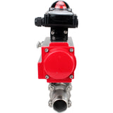 Vannes à boisseau sphérique Elephant BV3131P(3pc)-FP-W-ISO-H LONG DN10-150 passage intégral, corps - acier inoxydable 304, soudé, avec actionneur pneumatique Elephant PA-DA et bloc de fin de course APL-210N