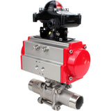 Vannes à boisseau sphérique Elephant BV3131P(3pc)-FP-W-ISO-H LONG DN10-150 passage intégral, corps - acier inoxydable 304, soudé, avec actionneur pneumatique Elephant PA-SA et bloc de fin de course APL-210N