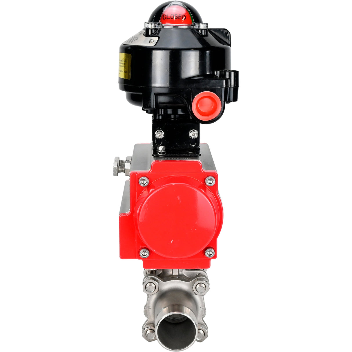 Vannes à boisseau sphérique Elephant BV3131P(3pc)-FP-W-ISO-H LONG DN10-150 passage intégral, corps - acier inoxydable 304, soudé, avec actionneur pneumatique Elephant PA-SA et bloc de fin de course APL-510N EX