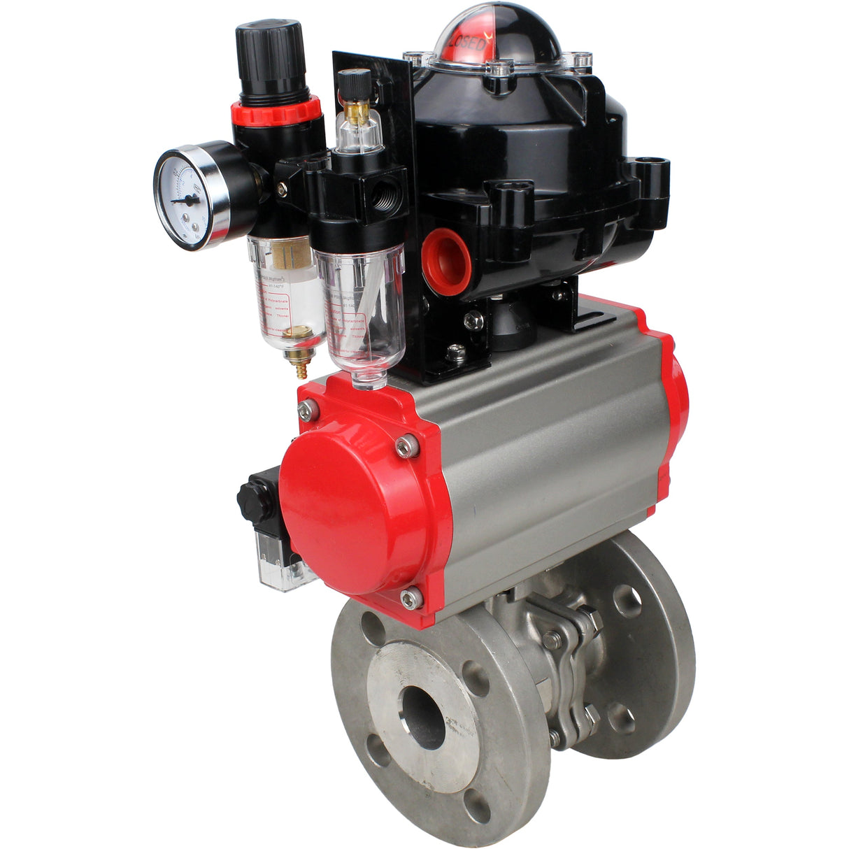 Ball valves Elephant BV3232P(2pc)-FP-F-ISO-H DN15-250 flanged, full bore, two-piece, stainless steel body. steel SS316, seal - PTFE, with pneumatic drive Elephant PA-DA 052-210 pneumatic distributor 4M310-08 220V ATU AFC2000 LSU APL-510N-EX