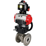 Ball valves Elephant BV3232P(2pc)-FP-F-ISO-H DN15-250 flanged, full bore, two-piece, stainless steel body. steel SS316, seal - PTFE, with pneumatic drive Elephant PA-DA 052-210 pneumatic distributor 4M310-08 220V gearbox MON LSU APL-510N-EX