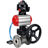 Ball valves Elephant BV3232P(3pc)-FP-F-ISO-H flanged, full bore, three-piece, stainless steel body. steel SS316, seal - PTFE, with pneumatic drive Elephant PA-DA 052-130 pneumatic distributor 4V320-08 gearbox MON LSU APL-510N-EX