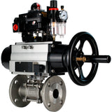 Ball valves Elephant BV3232P(3pc)-FP-F-ISO-H DN65-100 25/40 bar flanged with ISO flange, body - 316 stainless steel, full bore, seal - PTFE, with pneumatic drive PA-DA-105-1, pneumatic distributor 4M310-08 24V, LSU APL-410N Ex, ATU AFC2000