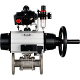Ball valves Elephant BV3232P(3pc)-FP-F-ISO-H DN65-100 25/40 bar flanged with ISO flange, body - 316 stainless steel, full bore, seal - PTFE, with pneumatic drive PA-DA-105-1, pneumatic distributor 4M310-08 24V, LSU APL-410N Ex, ATU AFC2000