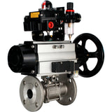 Ball valves Elephant BV3232P(3pc)-FP-F-ISO-H DN65-100 25/40 bar flanged with ISO flange, body - 316 stainless steel, full bore, seal - PTFE, with pneumatic drive PA-DA-105-1, pneumatic distributor 4M310-08 24V, LSU APL-410N Ex, ATU AFC2000