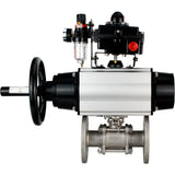 Ball valves Elephant BV3232P(3pc)-FP-F-ISO-H DN65-100 25/40 bar flanged with ISO flange, body - 316 stainless steel, full bore, seal - PTFE, with pneumatic drive PA-DA-105-1, pneumatic distributor 4M310-08 24V, LSU APL-410N Ex, ATU AFC2000