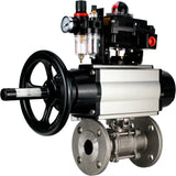 Ball valves Elephant BV3232P(3pc)-FP-F-ISO-H DN65-100 25/40 bar flanged with ISO flange, body - 316 stainless steel, full bore, seal - PTFE, with pneumatic drive PA-DA-105-1, pneumatic distributor 4M310-08 24V, LSU APL-410N Ex, ATU AFC2000