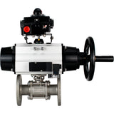 Ball valves Elephant BV3232P(3pc)-FP-F-ISO-H DN65-100 25/40 bar flanged with ISO flange, body - 316 stainless steel, full bore, seal - PTFE, with pneumatic drive PA-DA-105-1, pneumatic distributor 4M310-08 220V, LSU APL-410N Ex