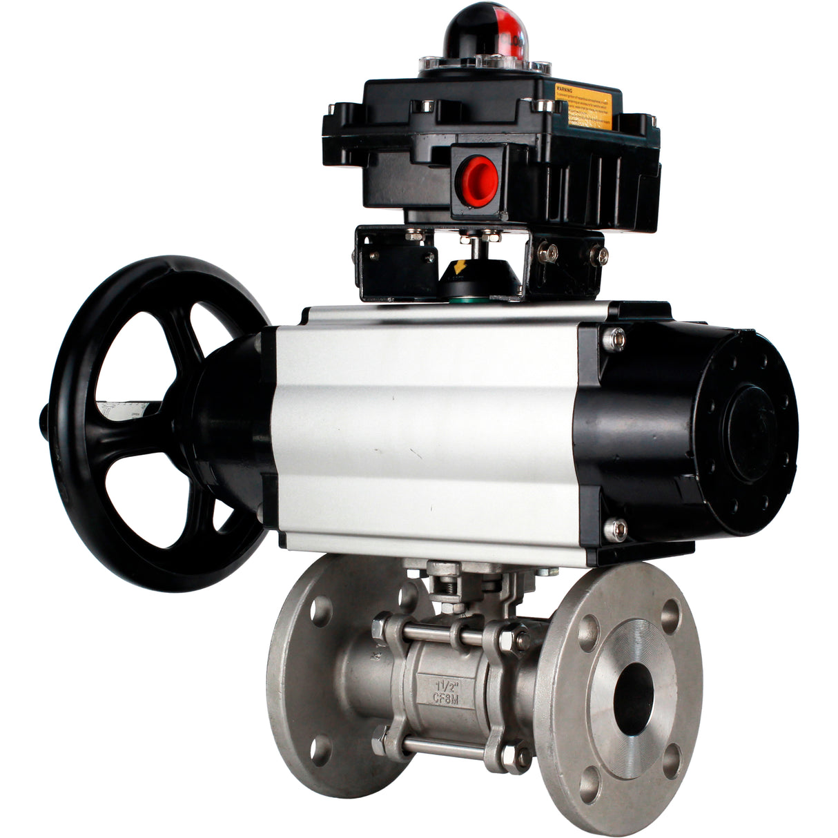 Ball valves Elephant BV3232P(3pc)-FP-F-ISO-H DN65-100 25/40 bar flanged with ISO flange, body - 316 stainless steel, full bore, seal - PTFE, with pneumatic drive PA-DA-105-1, pneumatic distributor 4M310-08 220V, LSU APL-410N Ex