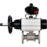 Ball valves Elephant BV3232P(3pc)-FP-F-ISO-H DN65-100 25/40 bar flanged with ISO flange, body - 316 stainless steel, full bore, seal - PTFE, with pneumatic drive PA-DA-105-1, pneumatic distributor 4M310-08 220V, LSU APL-410N Ex