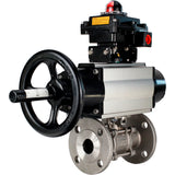 Ball valves Elephant BV3232P(3pc)-FP-F-ISO-H DN65-100 25/40 bar flanged with ISO flange, body - 316 stainless steel, full bore, seal - PTFE, with pneumatic drive PA-DA-105-1, pneumatic distributor 4M310-08 220V, LSU APL-410N Ex