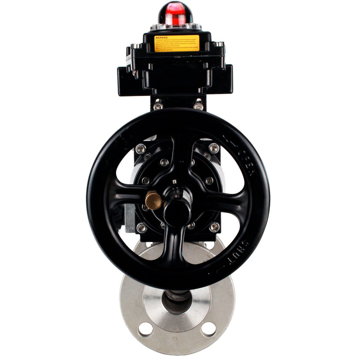 Ball valves Elephant BV3232P(3pc)-FP-F-ISO-H DN65-100 25/40 bar flanged with ISO flange, body - 316 stainless steel, full bore, seal - PTFE, with pneumatic drive PA-DA-105-1, pneumatic distributor 4M310-08 220V, LSU APL-410N Ex