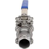 Robinets à boisseau sphérique Elephant BV3131P(3pc)-FP-WH en acier inoxydable SS304, à passage intégral, en trois parties, joint - PTFE, soudé, avec poignée