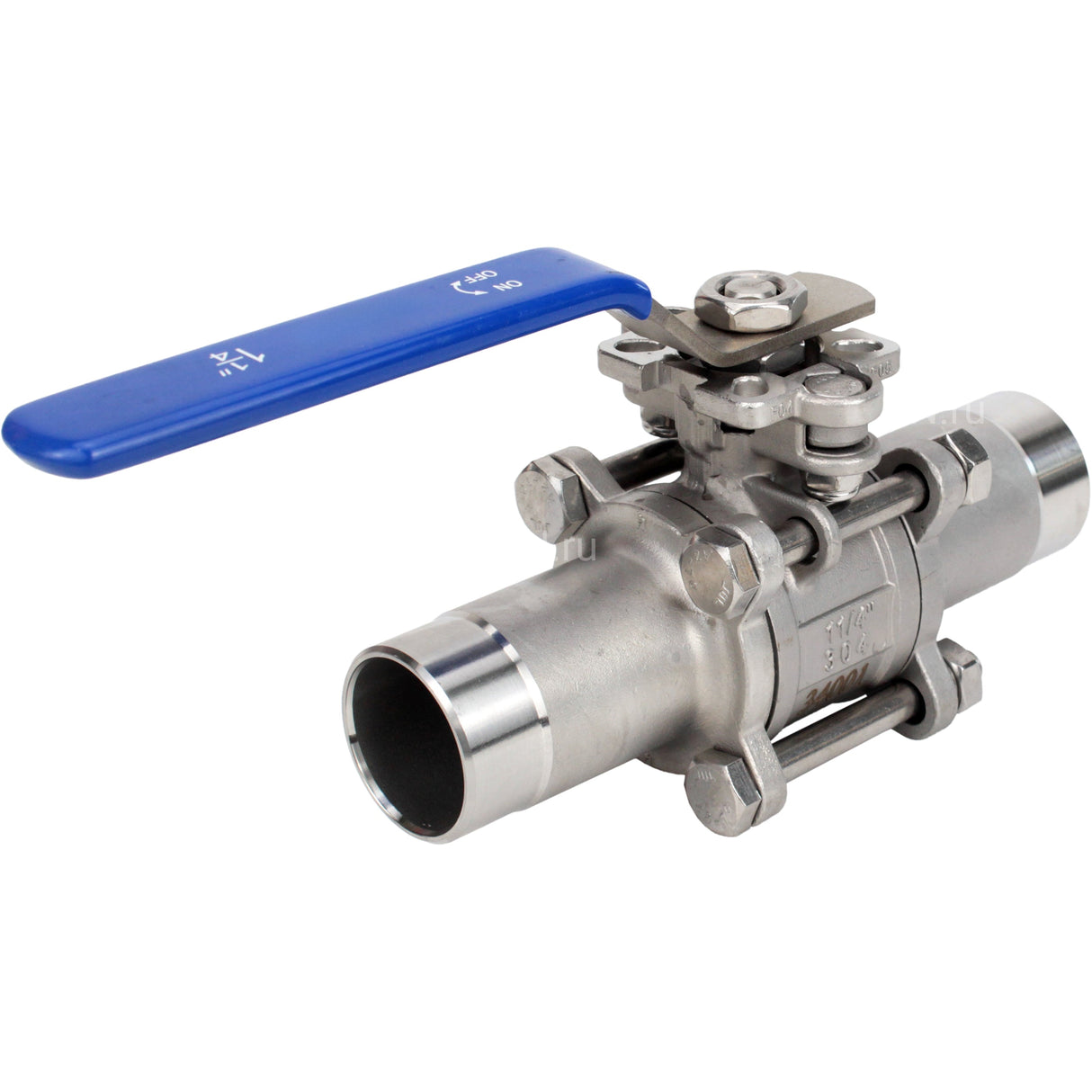 Robinets à boisseau sphérique Elephant BV3131P(3pc)-FP-WH en acier inoxydable SS304, à passage intégral, en trois parties, joint - PTFE, soudé, avec poignée