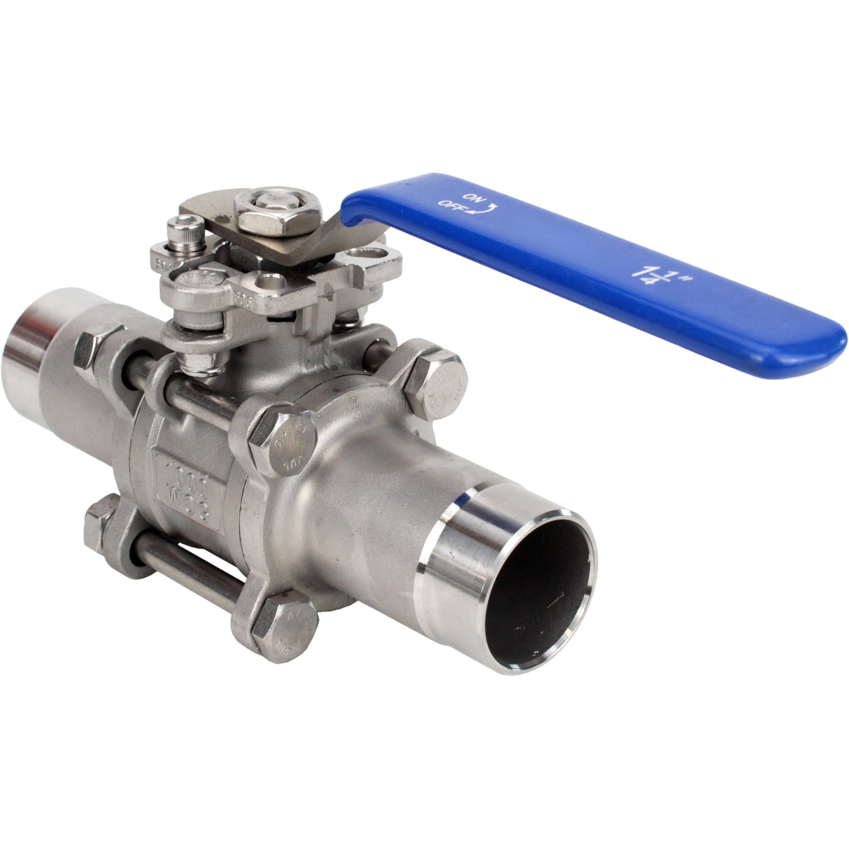 Robinets à boisseau sphérique Elephant BV3131P(3pc)-FP-WH en acier inoxydable SS304, à passage intégral, en trois parties, joint - PTFE, soudé, avec poignée