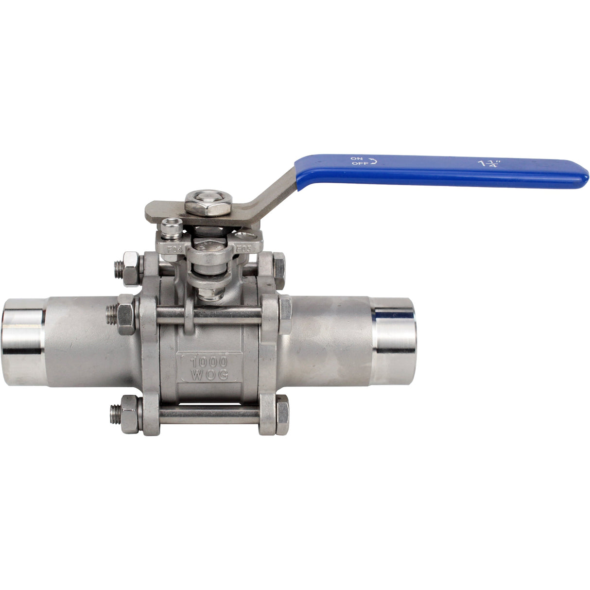 Robinets à boisseau sphérique Elephant BV3131P(3pc)-FP-WH en acier inoxydable SS304, à passage intégral, en trois parties, joint - PTFE, soudé, avec poignée