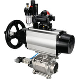 Ball valves Elephant BV3232P(3pc)-FP-W-ISO-H,  body material - Stainless steel AISI 316, seal - PTFE / PTFE / Teflon, with pneumatic actuator double action PA-DA-105-1, 4V320-08 220V, LSU APL-210N, ATU AFC2000