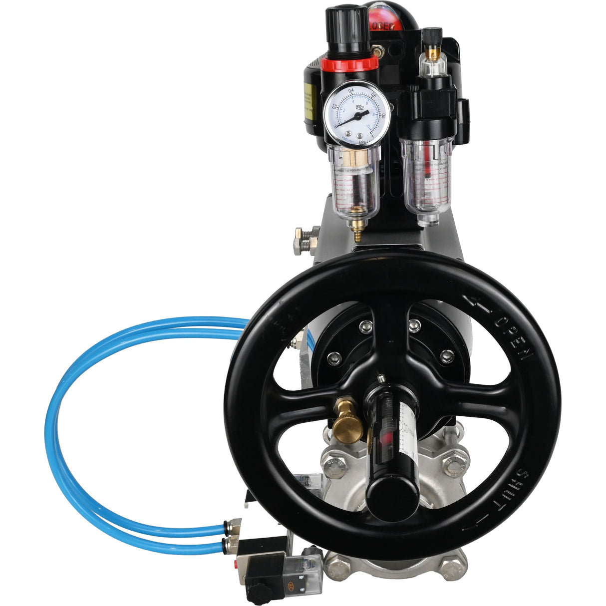 Ball valves Elephant BV3232P(3pc)-FP-W-ISO-H,  body material - Stainless steel AISI 316, seal - PTFE / PTFE / Teflon, with pneumatic actuator double action PA-DA-105-1, 4V320-08 220V, LSU APL-510N Ex, ATU AFC2000