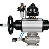 Ball valves Elephant BV3232P(3pc)-FP-W-ISO-H,  body material - Stainless steel AISI 316, seal - PTFE / PTFE / Teflon, with pneumatic actuator double action PA-DA-105-1, 4V320-08 220V, LSU APL-510N Ex, ATU AFC2000