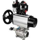 Ball valves Elephant BV3232P(3pc)-FP-W-ISO-H,  body material - Stainless steel AISI 316, seal - PTFE / PTFE / Teflon, with pneumatic actuator double action PA-DA-105-1, 4V320-08 220V, LSU APL-510N Ex, ATU AFC2000