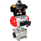 Ball valves Elephant BV3232P(3pc)-FP-W-ISO-H WDVF DN15-32 63 bar full bore, body - 316 stainless steel, seal - PTFE, for welding, with PA-DA pneumatic actuator, pneumatic distributor 4M310-08 220V, LSU APL-410N EX