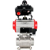 Ball valves Elephant BV3232P(3pc)-FP-W-ISO-H WDVF DN15-32 63 bar full bore, body - 316 stainless steel, seal - PTFE, for welding, with PA-DA pneumatic actuator, pneumatic distributor 4M310-08 220V, LSU APL-410N EX