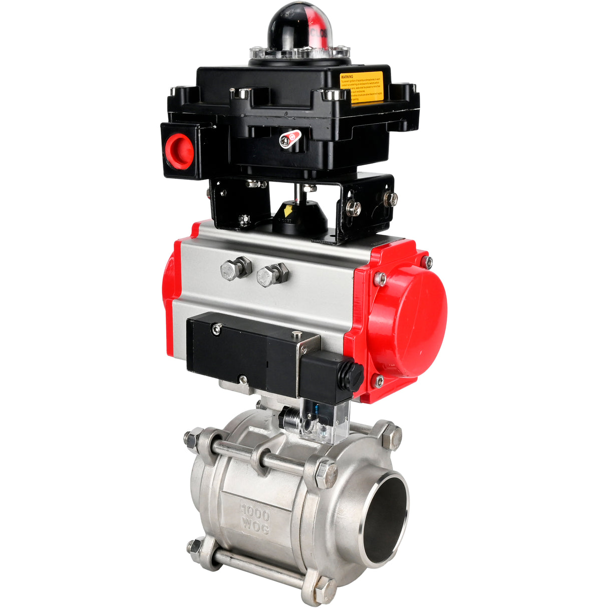 Ball valves Elephant BV3232P(3pc)-FP-W-ISO-H WDVF DN15-32 63 bar full bore, body - 316 stainless steel, seal - PTFE, for welding, with PA-DA pneumatic actuator, pneumatic distributor 4M310-08 220V, LSU APL-410N EX