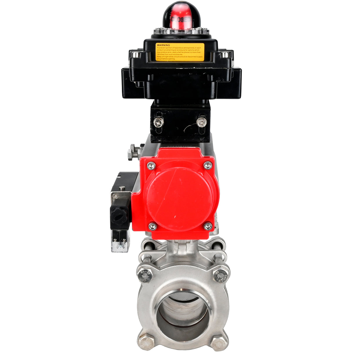 Ball valves Elephant BV3232P(3pc)-FP-W-ISO-H WDVF DN15-32 63 bar full bore, body - 316 stainless steel, seal - PTFE, for welding, with PA-DA pneumatic actuator, pneumatic distributor 4M310-08 220V, LSU APL-410N EX
