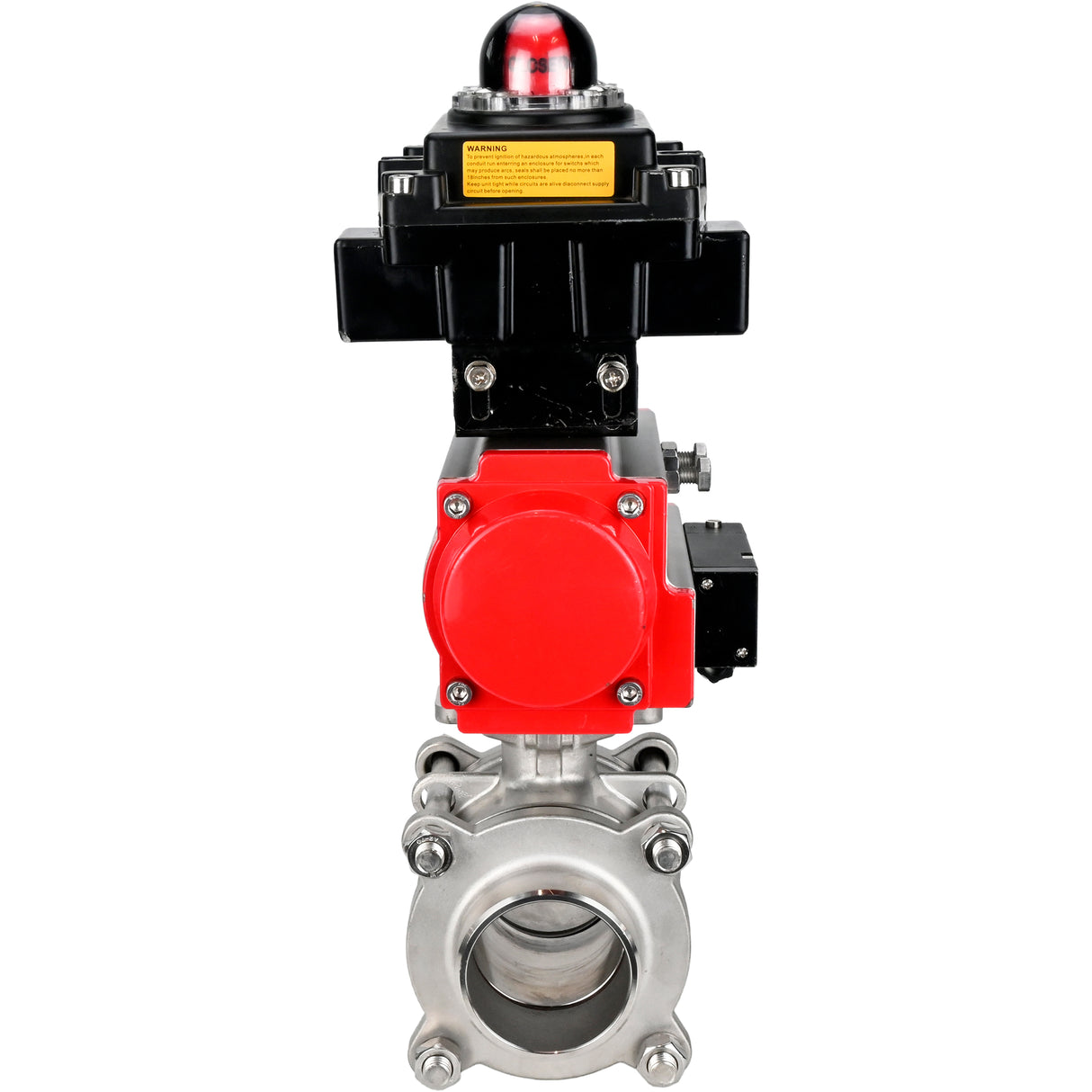 Ball valves Elephant BV3232P(3pc)-FP-W-ISO-H WDVF DN15-32 63 bar full bore, body - 316 stainless steel, seal - PTFE, for welding, with PA-DA pneumatic actuator, pneumatic distributor 4M310-08 220V, LSU APL-410N EX