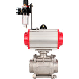 Ball valves Elephant BV3232P(3pc)-FP-W-ISO-H WDVF DN15-32 63 bar full bore, body - 316 stainless steel, seal - PTFE, for welding, with PA-SA pneumatic actuator, pneumatic distributor 4M310-08 220V, ATU AFC2000