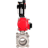 Ball valves Elephant BV3232P(3pc)-FP-W-ISO-H WDVF DN15-32 63 bar full bore, body - 316 stainless steel, seal - PTFE, for welding, with PA-SA pneumatic actuator, pneumatic distributor 4M310-08 220V, ATU AFC2000