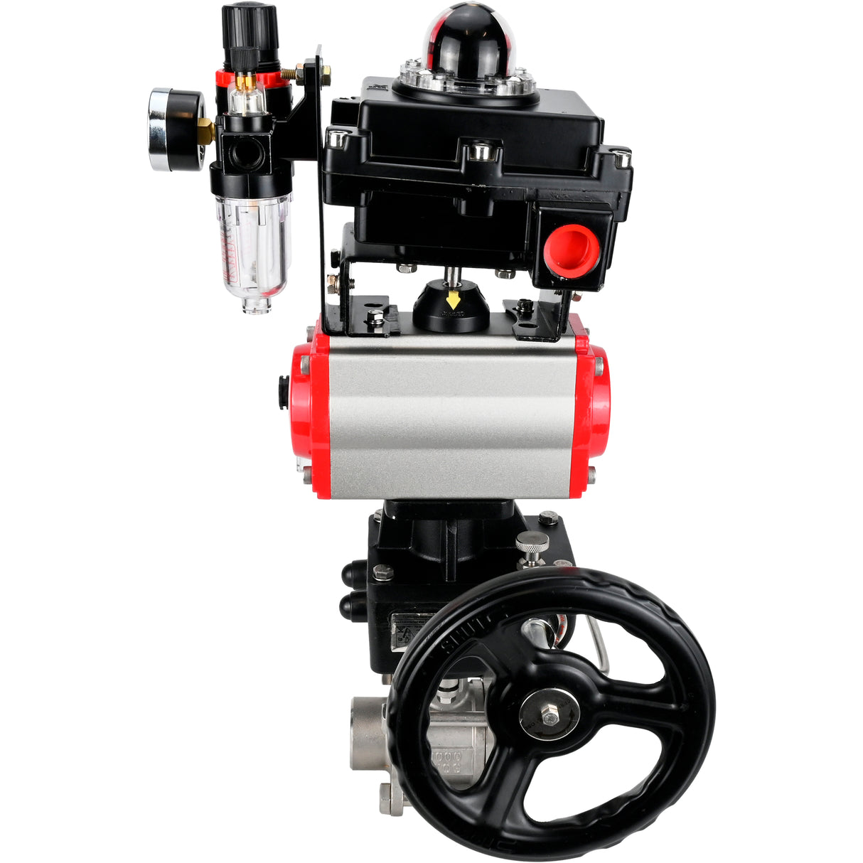 Ball valves Elephant BV3232P(3pc)-FP-W-ISO-H WDVF DN15-32 63 bar full bore, 316 stainless steel, PTFE, for welding, with PA-DA pneumatic actuator, pneumatic distributor 4M310-08 24V, LSU APL-410N EX, manual backup for MON, ATU AFC2000