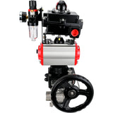 Ball valves Elephant BV3232P(3pc)-FP-W-ISO-H WDVF DN15-32 63 bar full bore, 316 stainless steel, PTFE, for welding, with PA-DA pneumatic actuator, pneumatic distributor 4M310-08 24V, LSU APL-410N EX, manual backup for MON, ATU AFC2000
