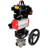 Ball valves Elephant BV3232P(3pc)-FP-W-ISO-H WDVF DN15-32 63 bar full bore, 316 stainless steel, seal - PTFE, for welding, with PA-DA pneumatic actuator, pneumatic distributor 4M310-08 24V, LSU APL-410N EX, manual backup for MON