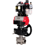 Ball valves Elephant BV3232P(3pc)-FP-W-ISO-H WDVF DN15-32 63 bar full bore, 316 stainless steel, PTFE, for welding, with PA-DA pneumatic actuator, pneumatic distributor 4M310-08 220V, LSU APL-510N EX, manual backup for MON, ATU AFC2000