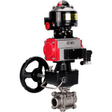 Ball valves Elephant BV3232P(3pc)-FP-W-ISO-H WDVF DN15-32 63 bar full bore, 316 stainless steel, seal - PTFE, for welding, with PA-DA pneumatic actuator, pneumatic distributor 4M310-08 24V, LSU APL-510N EX, manual backup for MON