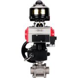Ball valves Elephant BV3232P(3pc)-FP-W-ISO-H WDVF DN15-32 63 bar full bore, 316 stainless steel, seal - PTFE, for welding, with PA-DA pneumatic actuator, pneumatic distributor 4M310-08 24V, LSU APL-510N EX, manual backup for MON