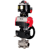 Ball valves Elephant BV3232P(3pc)-FP-W-ISO-H WDVF DN15-32 63 bar full bore, 316 stainless steel, seal - PTFE, for welding, with PA-DA pneumatic actuator, pneumatic distributor 4M310-08 24V, LSU APL-510N EX, manual backup for MON