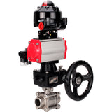 Ball valves Elephant BV3232P(3pc)-FP-W-ISO-H WDVF DN15-32 63 bar full bore, 316 stainless steel, seal - PTFE, for welding, with PA-DA pneumatic actuator, pneumatic distributor 4M310-08 24V, LSU APL-510N EX, manual backup for MON